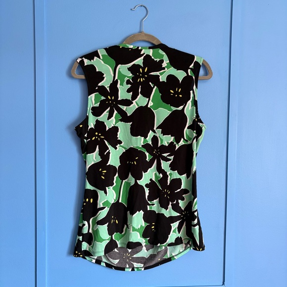 Worthington Floral Sleeveless Top Green and Black - Women’s Size Large - Picture 2 of 4